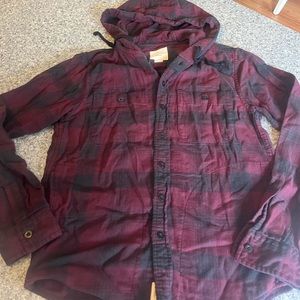 American Eagle flannel button up hoodie. Men’s small